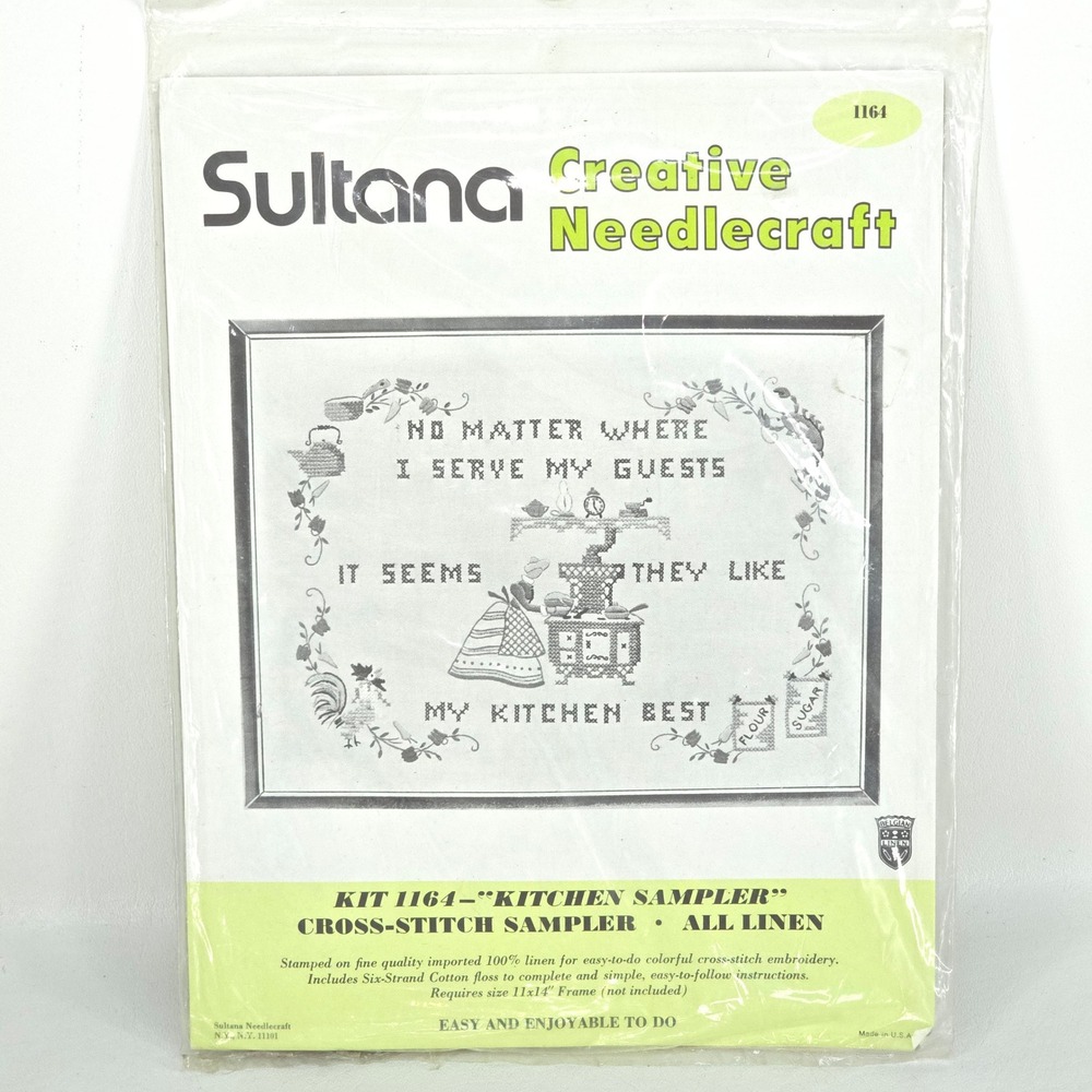 Sultana Kitchen Sampler Cross Stitch Kit Cottagecore Cabincore New NOS Vintage